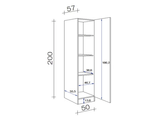 FLEX WELL Hoge Kast Nepal 50x200x57 Cm 2 FLEX WELL Hoge Kast Nepal 50x200x57 Cm - Afbeelding 2