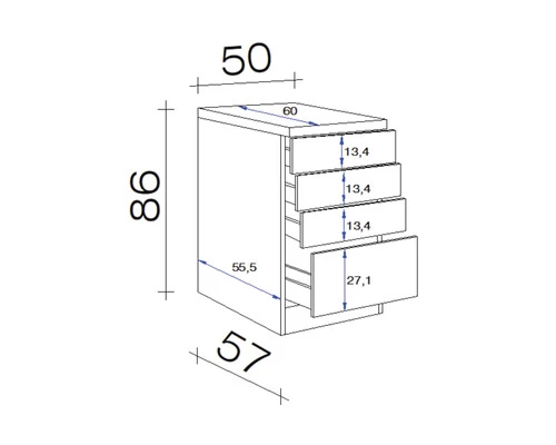 FLEX WELL Onderkast Eico Magnoliawit 50x60x86 Cm 2 FLEX WELL Onderkast Eico Magnoliawit 50x60x86 Cm - Afbeelding 2